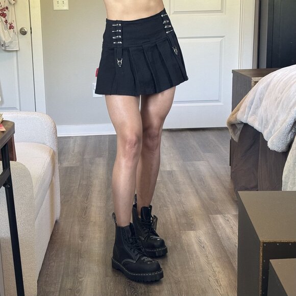 TRIPP NYC Daang Goodman Grunge Pleated Garter Straps Mini Skirt Rave Whimsygoth - Picture 3 of 10